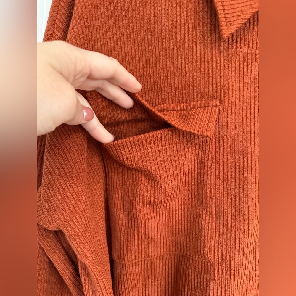 Pink Lily Orange Midi Dress with Collared Neckline - Picture 2 of 5